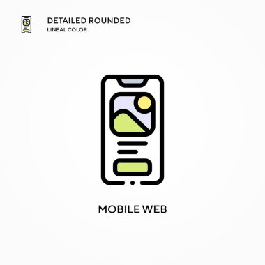 Mobil web vektör simgesi. Modern vektör illüstrasyon kavramları. Düzenlemesi ve kişiselleştirmesi kolay.