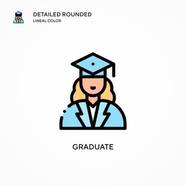 Mezuniyet vektör simgesi. Modern vektör illüstrasyon kavramları. Düzenlemesi ve kişiselleştirmesi kolay.