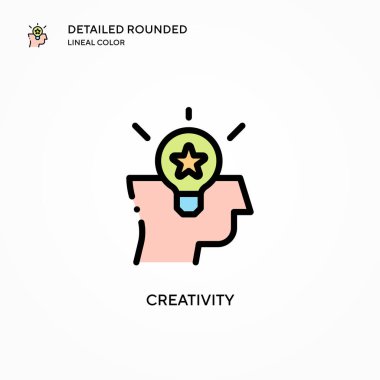 Yaratıcılık vektör simgesi. Modern vektör illüstrasyon kavramları. Düzenlemesi ve kişiselleştirmesi kolay.