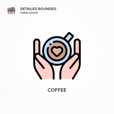 Kahve vektörü ikonu. Modern vektör illüstrasyon kavramları. Düzenlemesi ve kişiselleştirmesi kolay.