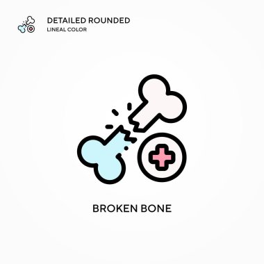 Kırık kemik vektörü ikonu. Modern vektör illüstrasyon kavramları. Düzenlemesi ve kişiselleştirmesi kolay.