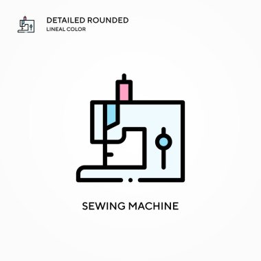 Dikiş makinesi vektör simgesi. Modern vektör illüstrasyon kavramları. Düzenlemesi ve kişiselleştirmesi kolay.