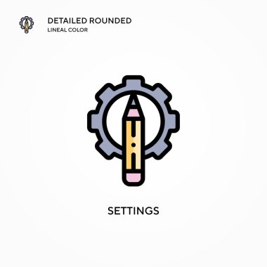 Ayarlar vektör simgesi. Modern vektör illüstrasyon kavramları. Düzenlemesi ve kişiselleştirmesi kolay.