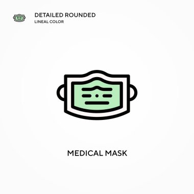 Tıbbi maske vektör simgesi. Modern vektör illüstrasyon kavramları. Düzenlemesi ve kişiselleştirmesi kolay.
