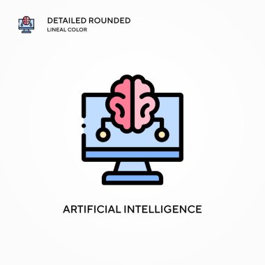 Yapay zeka vektör simgesi. Modern vektör illüstrasyon kavramları. Düzenlemesi ve kişiselleştirmesi kolay.