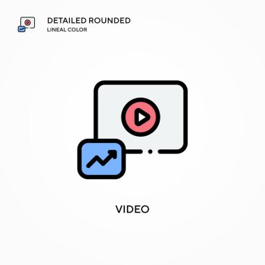 Video vektör simgesi. Modern vektör illüstrasyon kavramları. Düzenlemesi ve kişiselleştirmesi kolay.