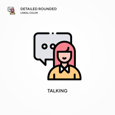 Konuşan vektör simgesi. Modern vektör illüstrasyon kavramları. Düzenlemesi ve kişiselleştirmesi kolay.