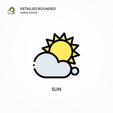 Güneş vektör simgesi. Modern vektör illüstrasyon kavramları. Düzenlemesi ve kişiselleştirmesi kolay.
