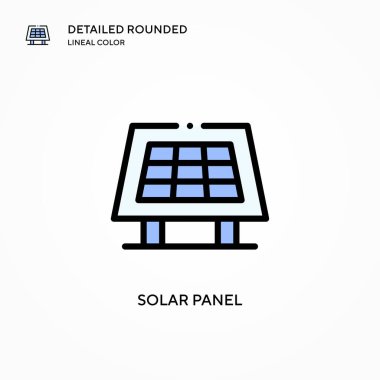 Güneş paneli vektör simgesi. Modern vektör illüstrasyon kavramları. Düzenlemesi ve kişiselleştirmesi kolay.