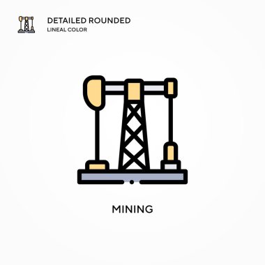 Madencilik vektör ikonu. Modern vektör illüstrasyon kavramları. Düzenlemesi ve kişiselleştirmesi kolay.