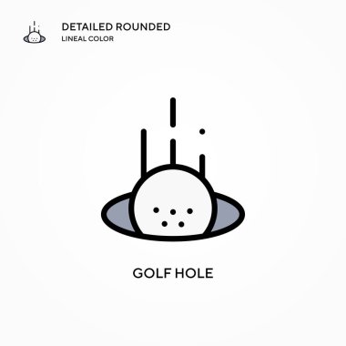 Golf deliği vektör simgesi. Modern vektör illüstrasyon kavramları. Düzenlemesi ve kişiselleştirmesi kolay.