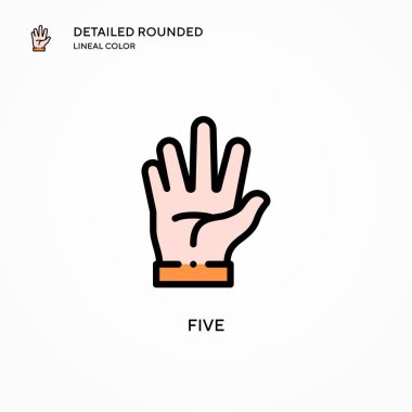 Beş vektör simgesi. Modern vektör illüstrasyon kavramları. Düzenlemesi ve kişiselleştirmesi kolay.