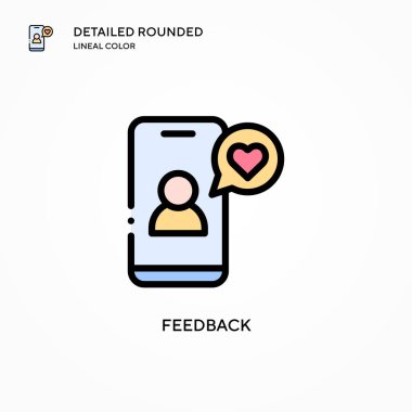 Geri besleme vektör simgesi. Modern vektör illüstrasyon kavramları. Düzenlemesi ve kişiselleştirmesi kolay.