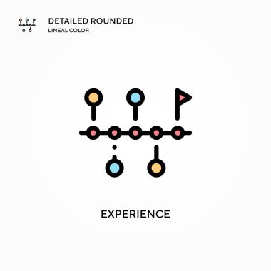 Tecrübe vektör simgesi. Modern vektör illüstrasyon kavramları. Düzenlemesi ve kişiselleştirmesi kolay.