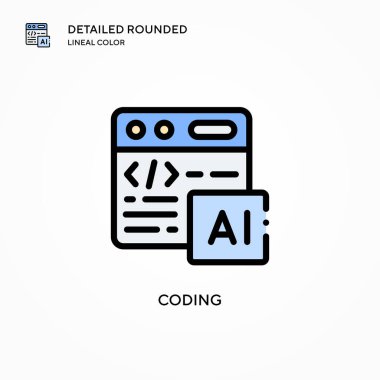 Kodlama vektör simgesi. Modern vektör illüstrasyon kavramları. Düzenlemesi ve kişiselleştirmesi kolay.
