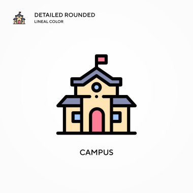 Kampüs vektör simgesi. Modern vektör illüstrasyon kavramları. Düzenlemesi ve kişiselleştirmesi kolay.