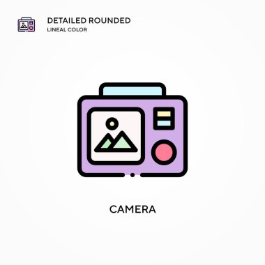 Kamera vektör simgesi. Modern vektör illüstrasyon kavramları. Düzenlemesi ve kişiselleştirmesi kolay.