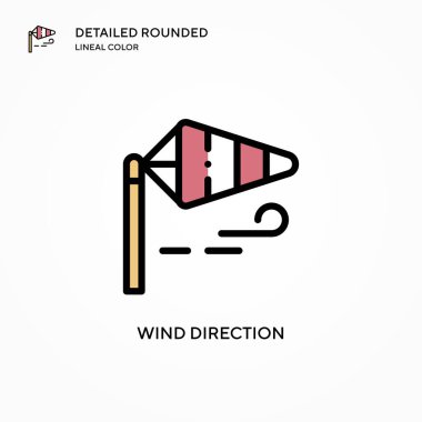 Rüzgar yönü vektör simgesi. Modern vektör illüstrasyon kavramları. Düzenlemesi ve kişiselleştirmesi kolay.