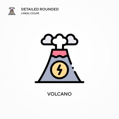 Volkan vektör simgesi. Modern vektör illüstrasyon kavramları. Düzenlemesi ve kişiselleştirmesi kolay.