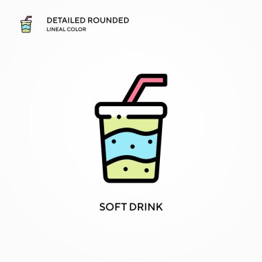 Yumuşak içecek vektör simgesi. Modern vektör illüstrasyon kavramları. Düzenlemesi ve kişiselleştirmesi kolay.