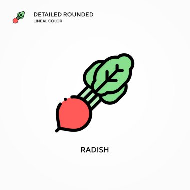 Turp vektör simgesi. Modern vektör illüstrasyon kavramları. Düzenlemesi ve kişiselleştirmesi kolay.