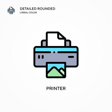 Yazıcı vektör simgesi. Modern vektör illüstrasyon kavramları. Düzenlemesi ve kişiselleştirmesi kolay.