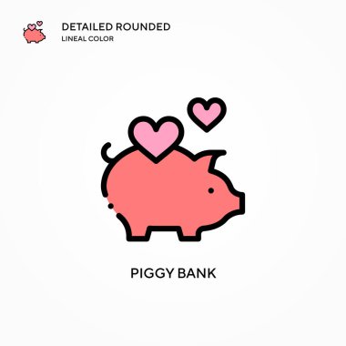 Domuz kumbarası vektör ikonu. Modern vektör illüstrasyon kavramları. Düzenlemesi ve kişiselleştirmesi kolay.