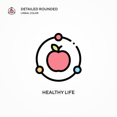 Sağlıklı yaşam vektör simgesi. Modern vektör illüstrasyon kavramları. Düzenlemesi ve kişiselleştirmesi kolay.