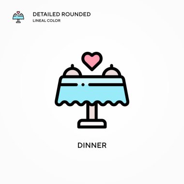 Akşam yemeği ikonu. Modern vektör illüstrasyon kavramları. Düzenlemesi ve kişiselleştirmesi kolay.