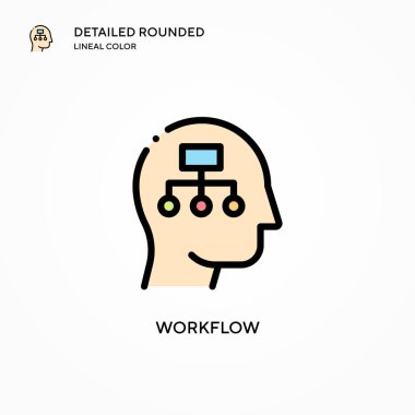 Çalışma akışı vektör simgesi. Modern vektör illüstrasyon kavramları. Düzenlemesi ve kişiselleştirmesi kolay.