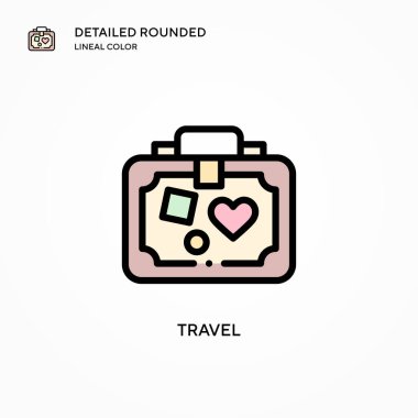 Seyahat vektör simgesi. Modern vektör illüstrasyon kavramları. Düzenlemesi ve kişiselleştirmesi kolay.
