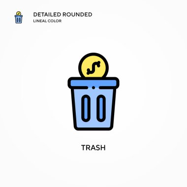 Çöp vektörü simgesi. Modern vektör illüstrasyon kavramları. Düzenlemesi ve kişiselleştirmesi kolay.