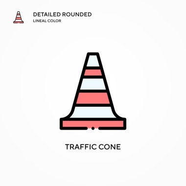 Trafik koni vektör simgesi. Modern vektör illüstrasyon kavramları. Düzenlemesi ve kişiselleştirmesi kolay.