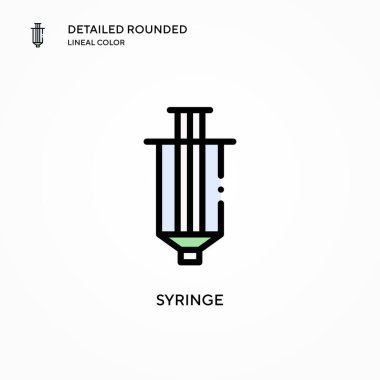 Şırınga vektör simgesi. Modern vektör illüstrasyon kavramları. Düzenlemesi ve kişiselleştirmesi kolay.