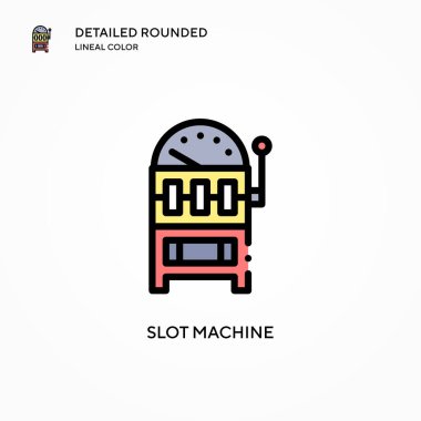 Slot makinesi vektör simgesi. Modern vektör illüstrasyon kavramları. Düzenlemesi ve kişiselleştirmesi kolay.