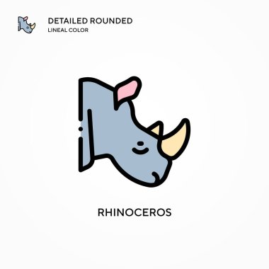 Gergedan vektör simgesi. Modern vektör illüstrasyon kavramları. Düzenlemesi ve kişiselleştirmesi kolay.