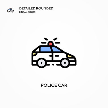 Polis arabası vektör ikonu. Modern vektör illüstrasyon kavramları. Düzenlemesi ve kişiselleştirmesi kolay.