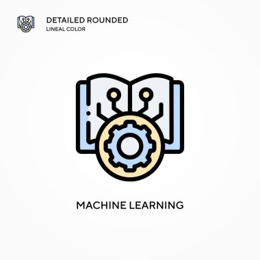Makine öğrenme vektör simgesi. Modern vektör illüstrasyon kavramları. Düzenlemesi ve kişiselleştirmesi kolay.