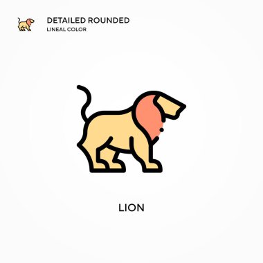 Aslan vektör simgesi. Modern vektör illüstrasyon kavramları. Düzenlemesi ve kişiselleştirmesi kolay.