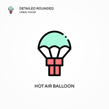 Sıcak hava balonu vektör simgesi. Modern vektör illüstrasyon kavramları. Düzenlemesi ve kişiselleştirmesi kolay.