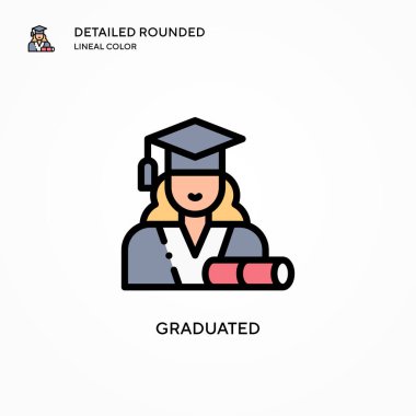 Mezuniyet vektör simgesi. Modern vektör illüstrasyon kavramları. Düzenlemesi ve kişiselleştirmesi kolay.