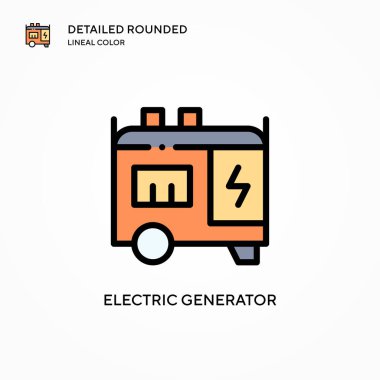 Elektrik jeneratörü vektör simgesi. Modern vektör illüstrasyon kavramları. Düzenlemesi ve kişiselleştirmesi kolay.