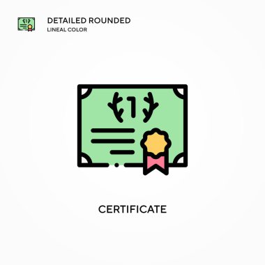 Sertifika vektör simgesi. Modern vektör illüstrasyon kavramları. Düzenlemesi ve kişiselleştirmesi kolay.