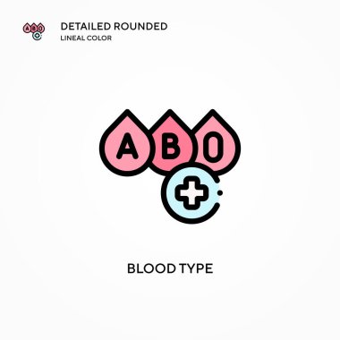 Kan grubu vektör simgesi. Modern vektör illüstrasyon kavramları. Düzenlemesi ve kişiselleştirmesi kolay.