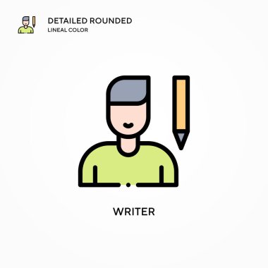 Yazar vektör simgesi. Modern vektör illüstrasyon kavramları. Düzenlemesi ve kişiselleştirmesi kolay.