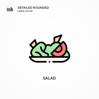 Salata vektör simgesi. Modern vektör illüstrasyon kavramları. Düzenlemesi ve kişiselleştirmesi kolay.