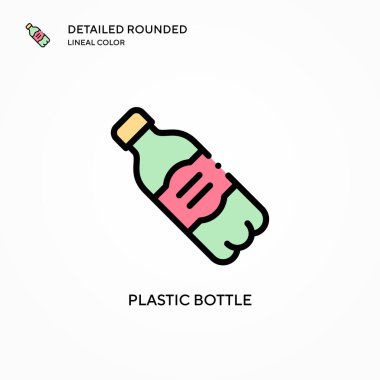 Plastik şişe vektör simgesi. Modern vektör illüstrasyon kavramları. Düzenlemesi ve kişiselleştirmesi kolay.
