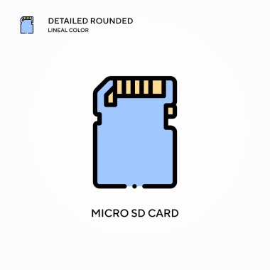 Mikro SD kart vektör simgesi. Modern vektör illüstrasyon kavramları. Düzenlemesi ve kişiselleştirmesi kolay.