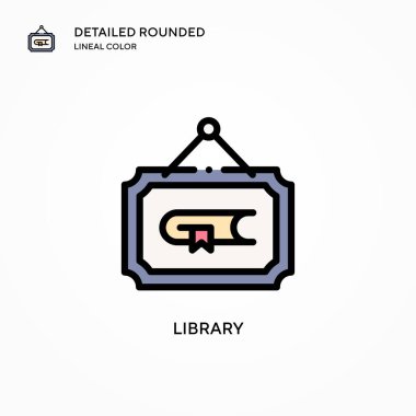 Kütüphane vektör simgesi. Modern vektör illüstrasyon kavramları. Düzenlemesi ve kişiselleştirmesi kolay.