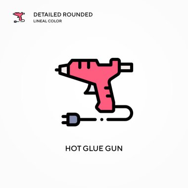 Sıcak tutkal tabancası vektör simgesi. Modern vektör illüstrasyon kavramları. Düzenlemesi ve kişiselleştirmesi kolay.